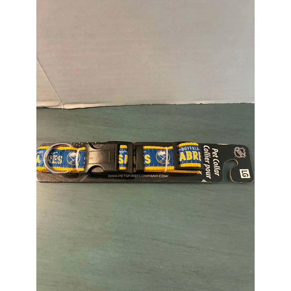 Pets First Buffalo Sabres Pet Collar Large Blue Gold NEW NHL Hockey Adjustable